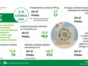 Infografika, która prezentuje dane dotyczące zielonej gospodarki w Polsce