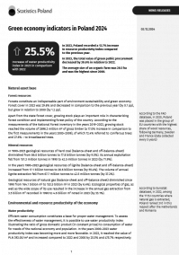 First page of publication Green economy indicators in Poland 2024