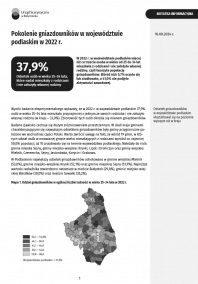 Pierwsza strona notatki informacyjnej pt. Pokolenie gniazdowników w województwie podlaskim w 2022 r.