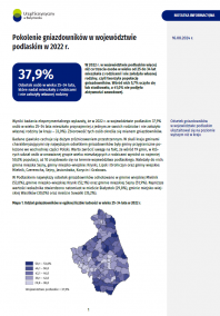 Pierwsza strona notatki informacyjnej pt. Pokolenie gniazdowników w województwie podlaskim w 2022 r.