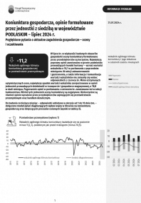 Pierwsza strona opracowania Koniunktura gospodarcza w województwie podlaskim w lipcu 2024