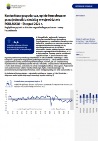 Pierwsza strona opracowania Koniunktura gospodarcza w województwie podlaskim w listopadzie 2024 roku