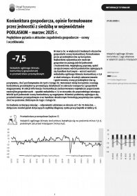 Pierwsza strona opracowania Koniunktura gospodarcza w województwie podlaskim w marcu 2025 roku