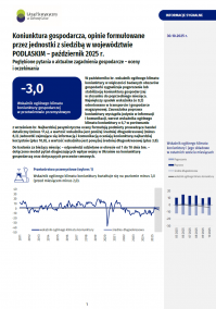 Pierwsza strona informacji sygnalnej pt. Koniunktura gospodarcza w województwie podlaskim w październiku 2025 r.