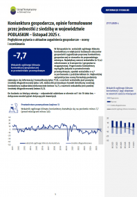Pierwsza strona informacji sygnalnej pt. Koniunktura gospodarcza w województwie podlaskim w listopadzie 2025 r.