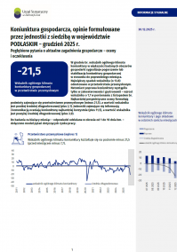 Pierwsza strona informacji sygnalnej pt. Koniunktura gospodarcza w województwie podlaskim w grudniu 2025 r.