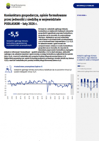 Pierwsza strona opracowania Koniunktura gospodarcza w województwie podlaskim w lutym 2026 roku