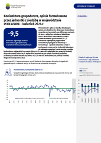 Pierwsza strona opracowania Koniunktura gospodarcza w województwie podlaskim w kwietniu 2026 roku