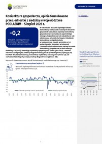 Pierwsza strona informacji sygnalne Koninktura gospodarcza w województwie podlaskim w sierpniu 2026 r.