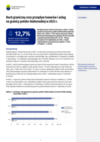 Pierwsza strona informacji sygnalnej Ruch graniczny oraz przepływ towarów i usług na granicy polsko-białoruskiej w 2023