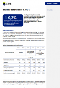 Pierwsza strona opracowania Rachunki leśne w Polsce w 2023 r.