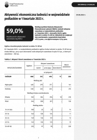 Pierwsza strona opracowania Aktywność ekonomiczna ludności w województwie podlaskim w 1 kwartale 2023 r.