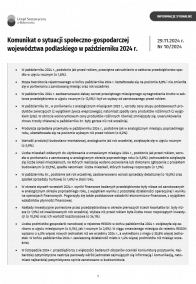 Pierwsza strona opracowania Komunikat o sytuacji społeczno-gospodarczej województwa podlaskiego w październiku 2024 roku