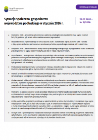 Pierwsza strona opracowania Sytuacja społeczno-gospodarcza województwa podlaskiego w styczniu 2026 roku