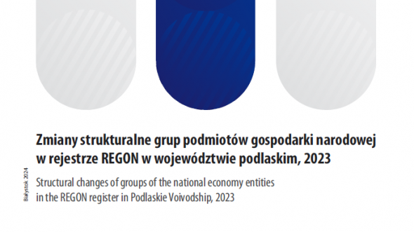 Publikacja pt. Zmiany strukturalne grup podmiotów gospodarki narodowej w rejestrze REGON w województwie podlaskim, 2023