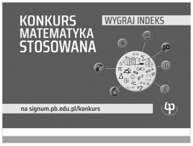 grafika z napisem konkurs matematyka stosowana wyhgraj indeks