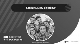 Grafika informująca o konkursie dla studentów uczelni wyższych pt. „Liczy się każdy!”