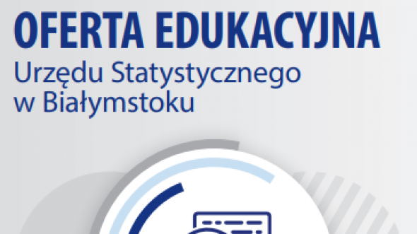 Fragment pierwszej strony ulotki oferty edukacyjnej Urzędu Statystycznego w Białymstoku